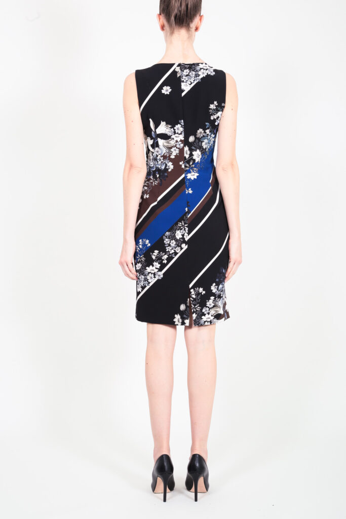 ELISA FANTI F/W 21/22 SERIE My Secret Garden ABITO MIDI A TUBINO IN TECNICO CON STAMPA FLOREALE E STRASS