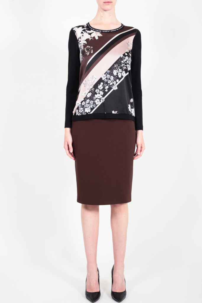ELISA FANTI F/W 21/22 SERIE My Secret Garden GONNA MIDI A TUBINO IN CREPE
