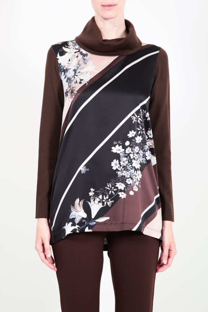 ELISA FANTI F/W 21/22 SERIE My Secret Garden MAGLIA IN SETA E FILATO DI LANA CON STAMPA FLOREALE