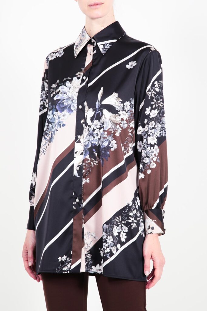 ELISA FANTI F/W 21/22 SERIE My Secret Garden CAMICIA IN RASO CON STAMPA FLOREALE