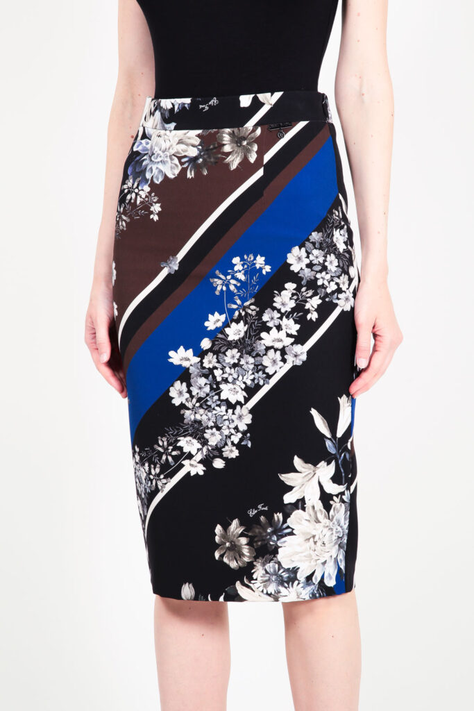 ELISA FANTI F/W 21/22 SERIE My Secret Garden GONNA LONGUETTE A TUBINO IN TECNICO CON STAMPA FLOREALE