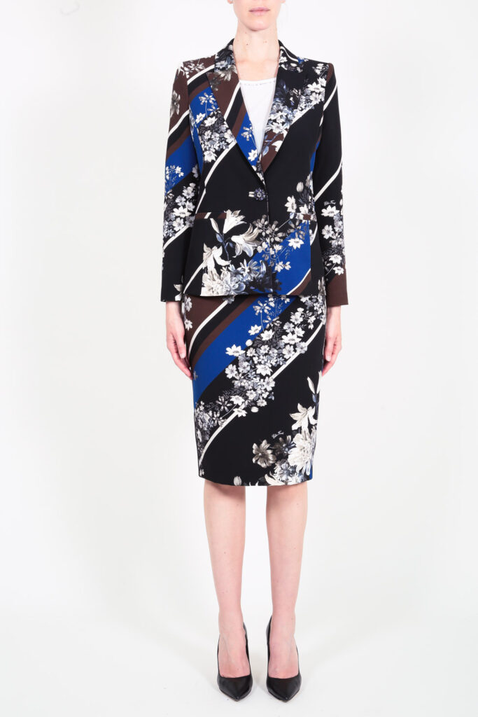 ELISA FANTI F/W 21/22 SERIE My Secret Garden GONNA LONGUETTE A TUBINO IN TECNICO CON STAMPA FLOREALE