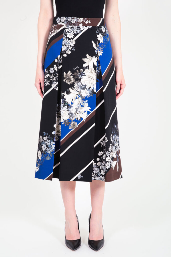 ELISA FANTI F/W 21/22 SERIE My Secret Garden GONNA LONGUETTE IN TECNICO CON STAMPA FLOREALE