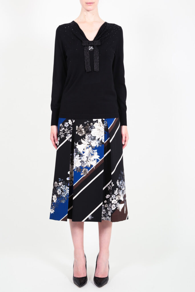 ELISA FANTI F/W 21/22 SERIE My Secret Garden GONNA LONGUETTE IN TECNICO CON STAMPA FLOREALE