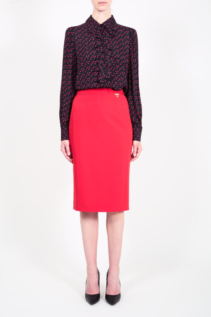 ELISA FANTI F/W 21/22 SERIE ForeveRed GONNA MIDI A TUBINO IN TECNICO