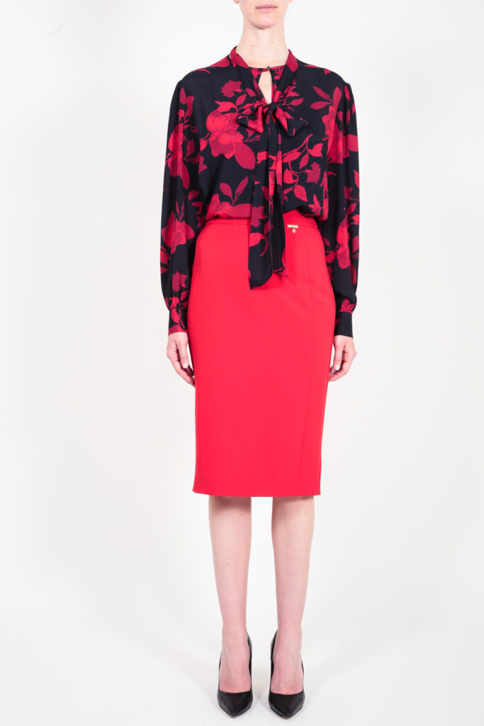 ELISA FANTI F/W 21/22 SERIE ForeveRed GONNA MIDI A TUBINO IN TECNICO