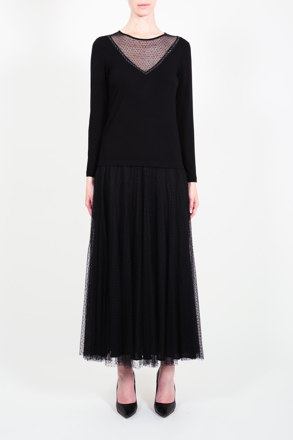 ELISA FANTI F/W 21/22 SERIE ForeveRed GONNA LUNGA A RUOTA IN TULLE PLUMETISSE