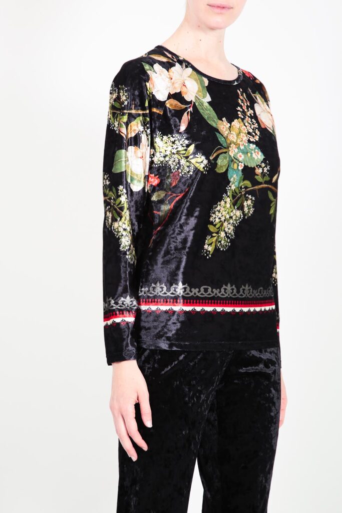 ELISA FANTI F/W 21/22 SERIE ForeveRed MAGLIA IN CINIGLIA CON STAMPA FLOREALE