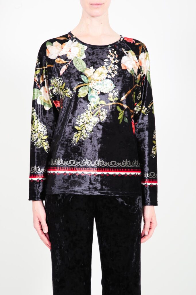 ELISA FANTI F/W 21/22 SERIE ForeveRed MAGLIA IN CINIGLIA CON STAMPA FLOREALE