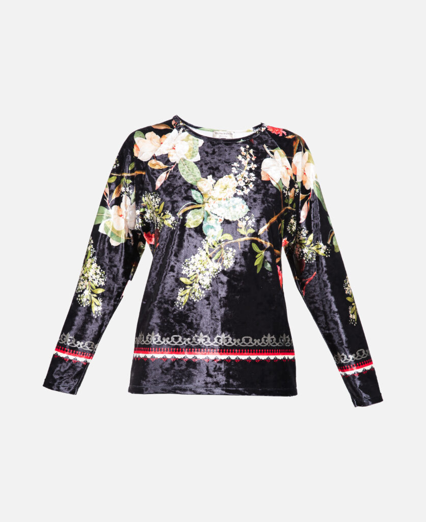 ELISA FANTI F/W 21/22 SERIE ForeveRed MAGLIA IN CINIGLIA CON STAMPA FLOREALE
