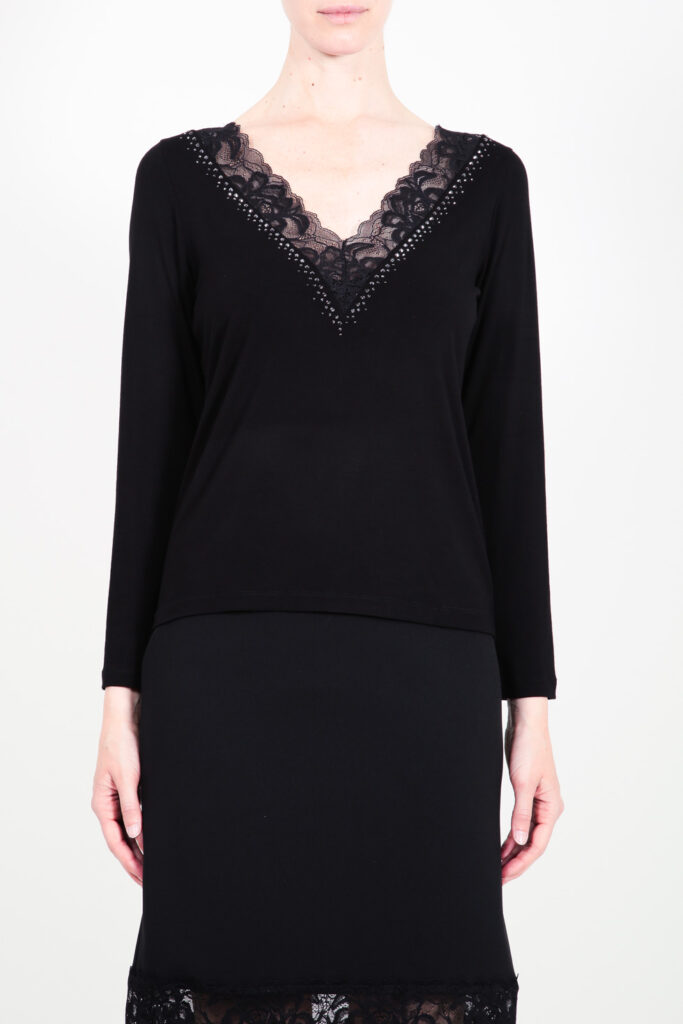 ELISA FANTI F/W 21/22 SERIE ForeveRed MAGLIA IN JERSEY DI VISCOSA E STRASS