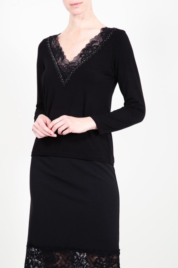 ELISA FANTI F/W 21/22 SERIE ForeveRed MAGLIA IN JERSEY DI VISCOSA E STRASS
