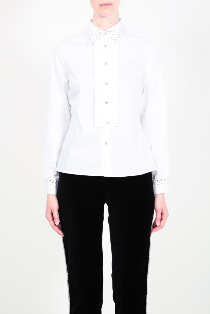 ELISA FANTI F/W 21/22 SERIE ForeveRed CAMICIA IN POPELINE DI COTONE E STRASS