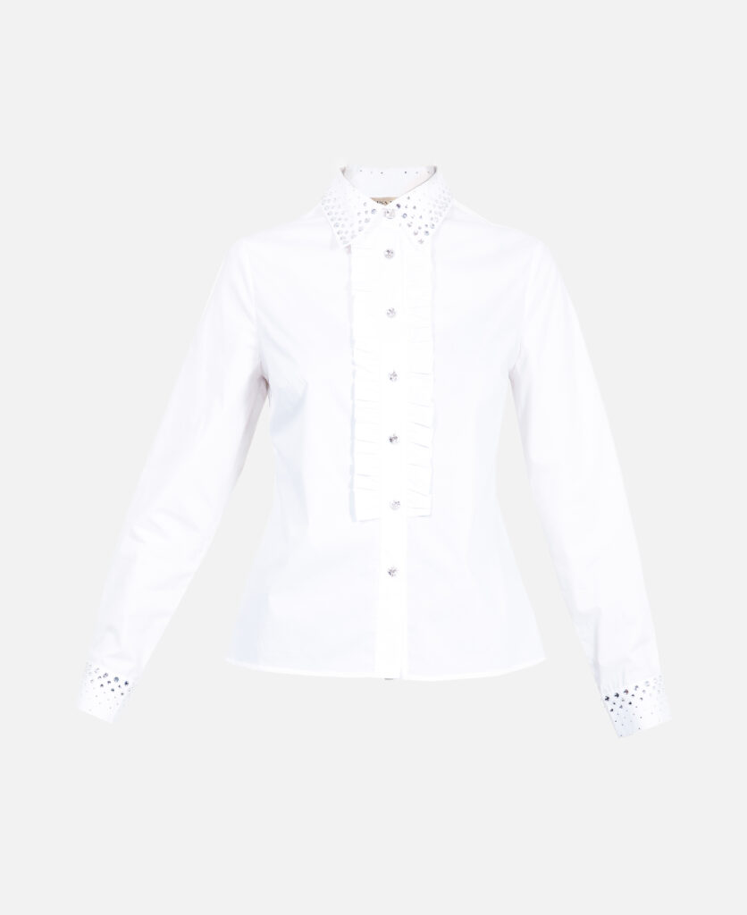 ELISA FANTI F/W 21/22 SERIE ForeveRed CAMICIA IN POPELINE DI COTONE E STRASS