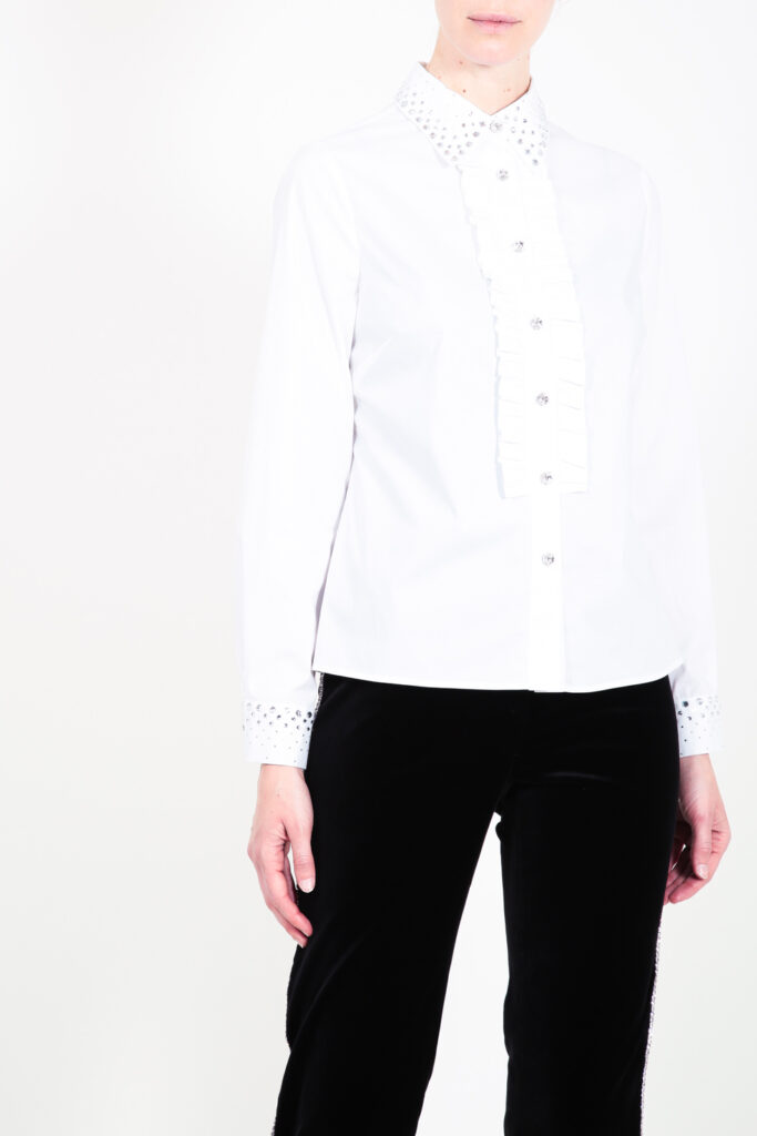 ELISA FANTI F/W 21/22 SERIE ForeveRed CAMICIA IN POPELINE DI COTONE E STRASS