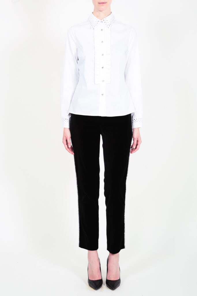ELISA FANTI F/W 21/22 SERIE ForeveRed CAMICIA IN POPELINE DI COTONE E STRASS