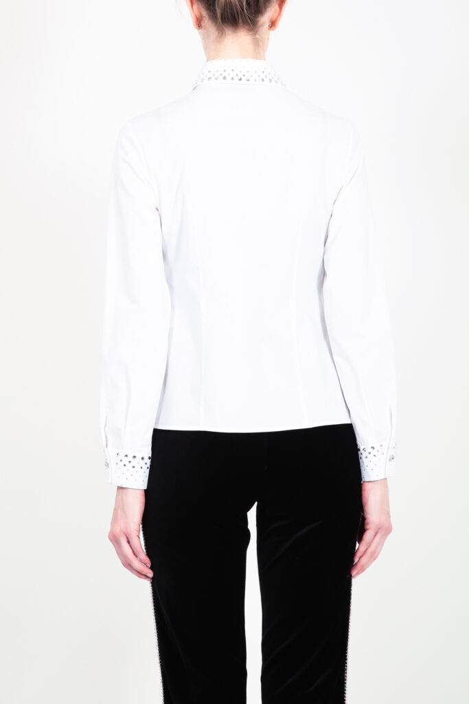 ELISA FANTI F/W 21/22 SERIE ForeveRed CAMICIA IN POPELINE DI COTONE E STRASS