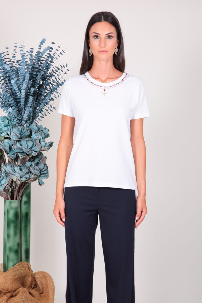 ELISA FANTI S/S 2022 MAGLIA IN JERSEY DI VISCOSA E STRASS