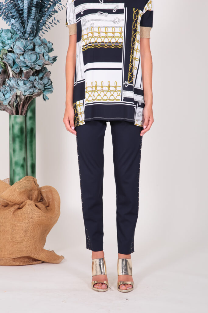 ELISA FANTI S/S 2022 PANTALONI IN PUNTO MILANO E STRASS