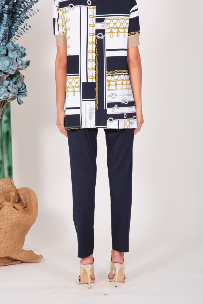 ELISA FANTI S/S 2022 PANTALONI IN PUNTO MILANO E STRASS