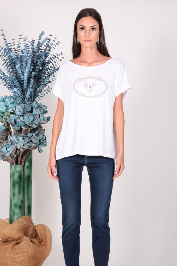 ELISA FANTI S/S 2022 MAGLIA IN JERSEY DI VISCOSA E STRASS