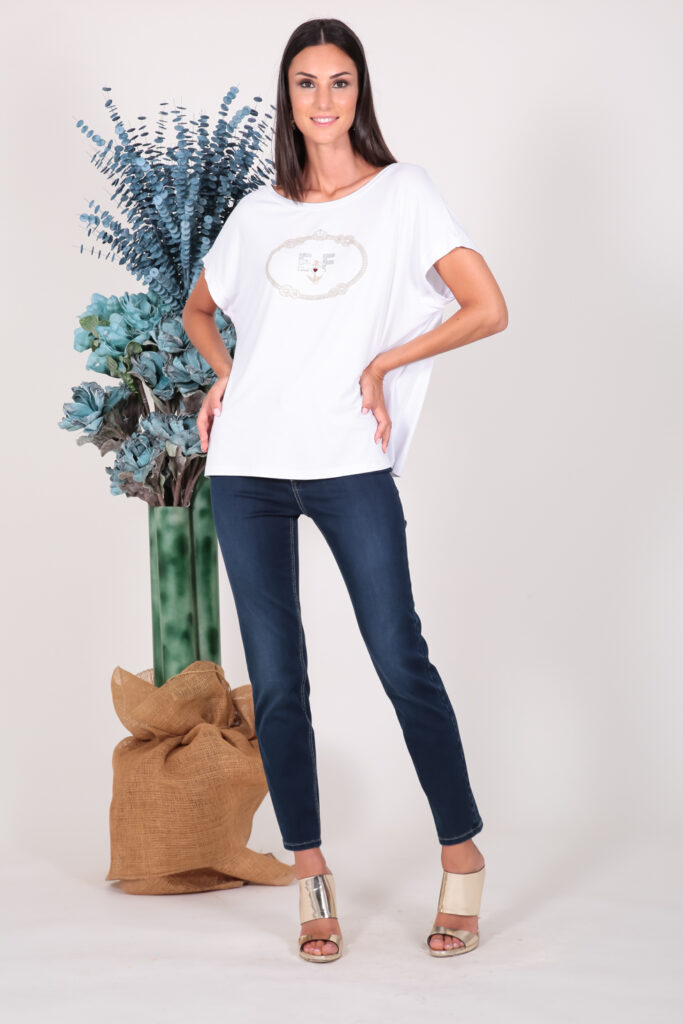 ELISA FANTI S/S 2022 MAGLIA IN JERSEY DI VISCOSA E STRASS
