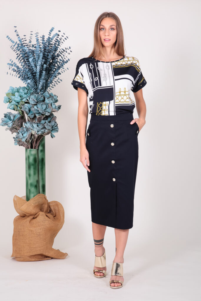 ELISA FANTI S/S 2022 GONNA LONGUETTE IN RASATELLO DI COTONE