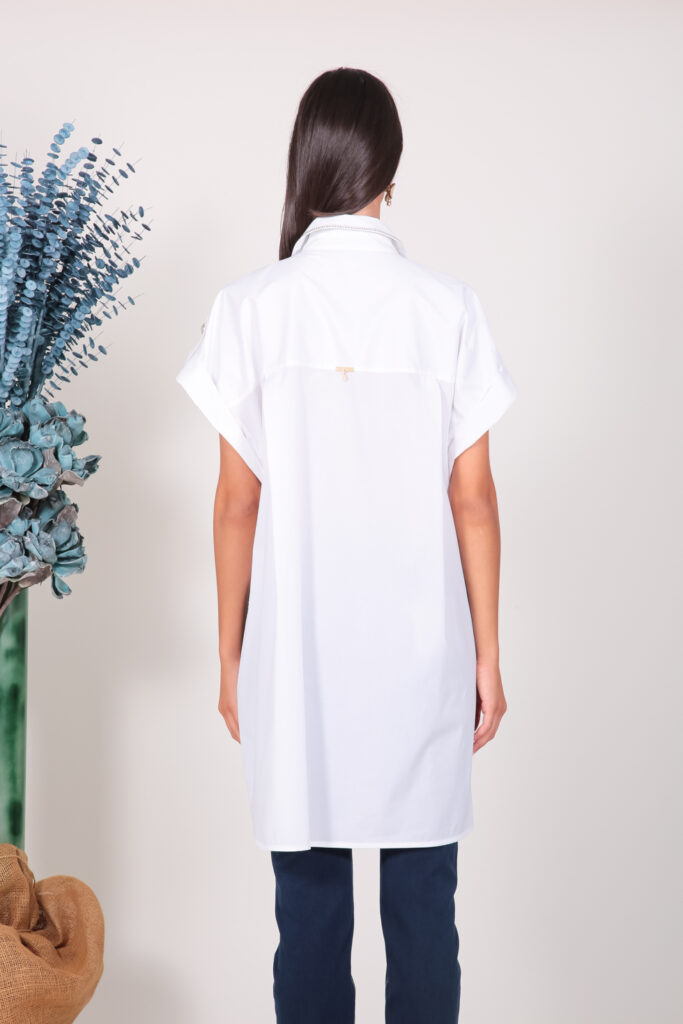 ELISA FANTI S/S 2022 CAMICIA IN POPELINE DI COTONE E STRASS