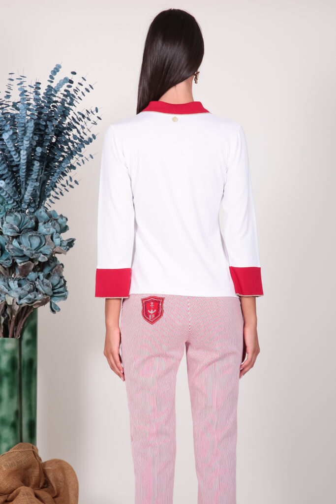 ELISA FANTI S/S 2022 MAGLIA A POLO IN JERSEY DI VISCOSA E STRASS