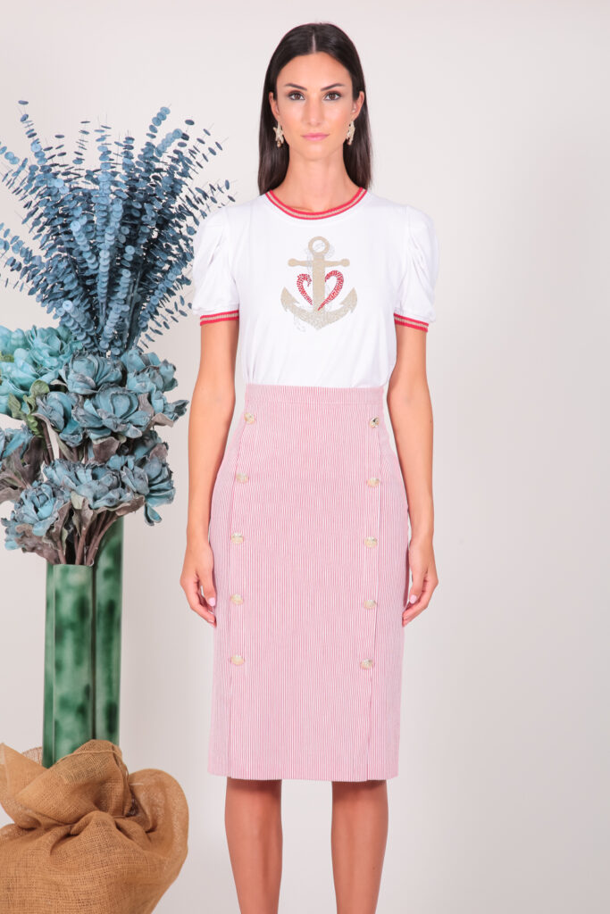 ELISA FANTI S/S 2022 MAGLIA IN JERSEY DI VISCOSA E STRASS