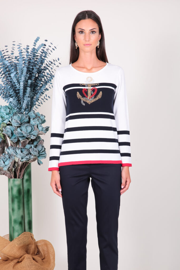 ELISA FANTI S/S 2022 MAGLIA IN FILATO DI VISCOSA E STRASS