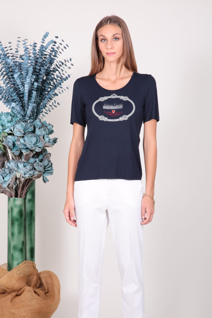 ELISA FANTI S/S 2022 MAGLIA IN JERSEY DI VISCOSA E STRASS