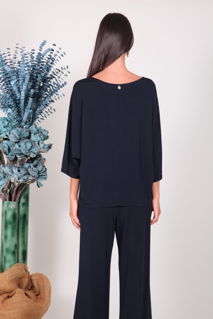 ELISA FANTI S/S 2022 MAGLIA IN JERSEY LUCIDO DI VISCOSA E STRASS